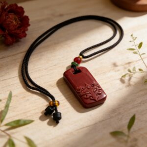 H112 Pendant Necklace: Cinnabar Auspicious Beast