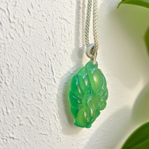 D116 Pendant Necklace: Green Fox Totem